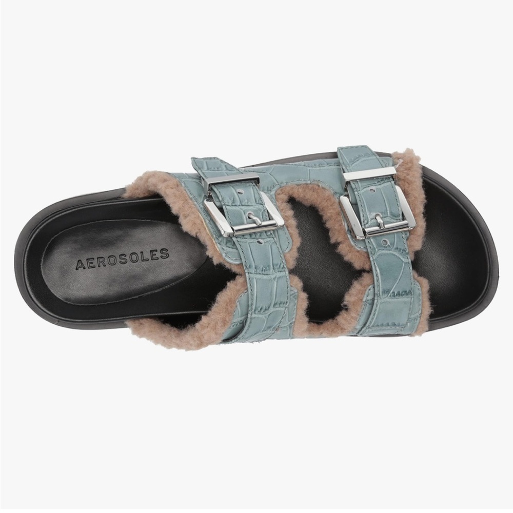 Aerosoles Olivia Slide Sandal for Women size 8 black tan blue - Picture 2 of 8